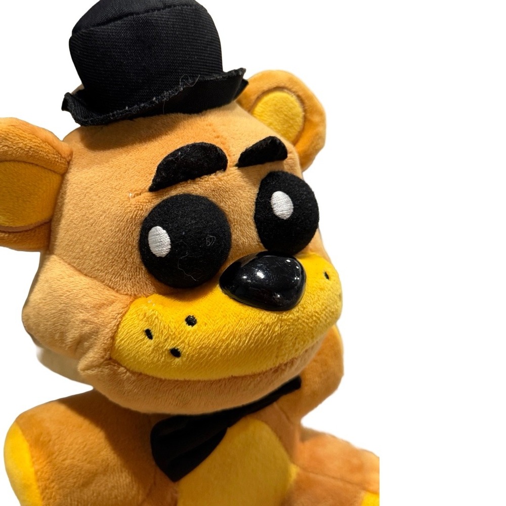 Five Nights at Freddys Golden Freddy Plush 10 inch Gold Bear Black Hat Bow Tie - Picture 2 of 7